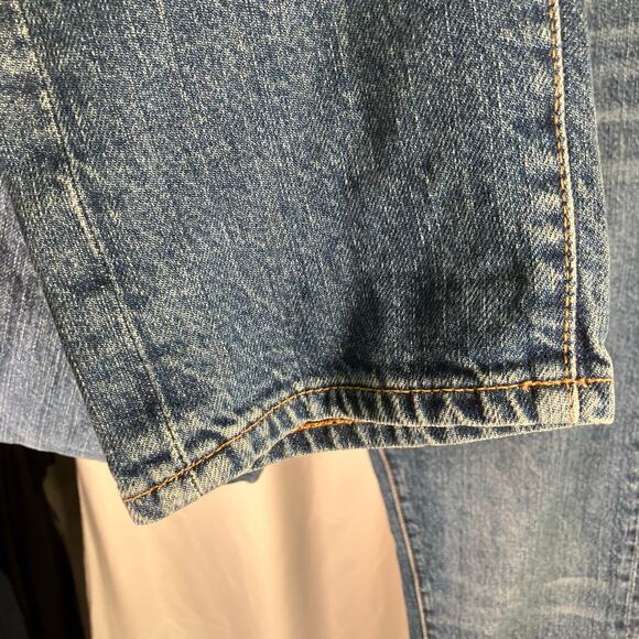 H&M &Denim Slim Straight Jeans Blue Stretch Mid Rise Size 32 Women’s Button Fly - Picture 5 of 15